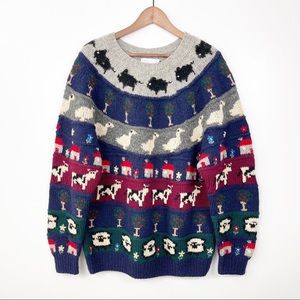 Vintage Deans of Scotland Wool Shetland Sweater Womens Size L  Farm Country